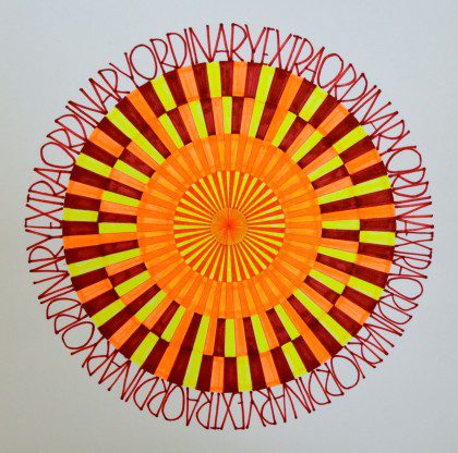 Concentric Suns Mandala, colored markers on paper, David Schimmel