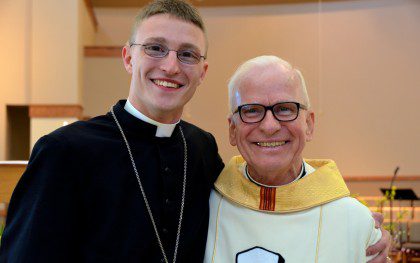 Justin and his novice master, Fr. John Czyzynski. Fr. John was also honored at the ceremony for his many years of service as novice master. 