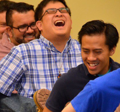Frater Joseph Vu has a good laugh during one of the youth games.