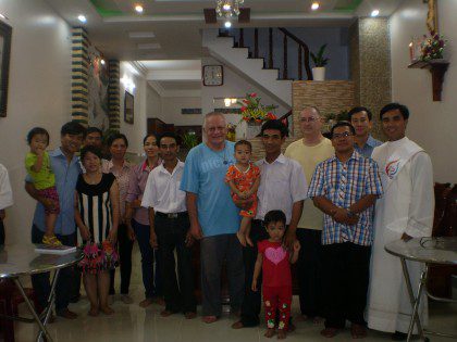Fr. Wayne and other SCJs at a house blessing in Vietnam.